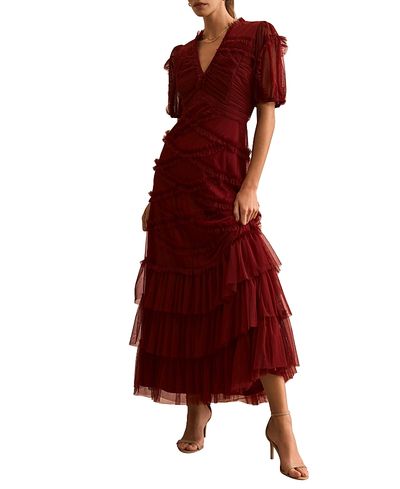 Mint Velvet Mint Velvet Women's Short Sleeve Tulle Ruffle Maxi Dress