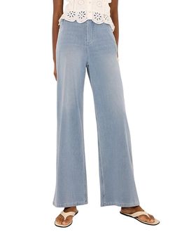 Mint Velvet Mint Velvet Women's Stretch Denim Wide Leg Travel Jeans in Blue Wash
