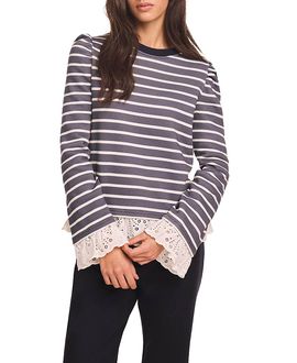 Mint Velvet Mint Velvet Women's Stripe Woven Mix Sweatshirt