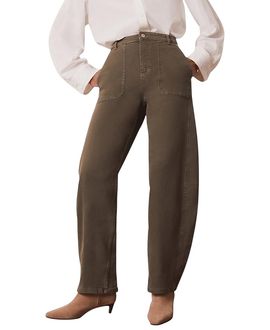 Mint Velvet Mint Velvet Women's Utility Barrel Jeans in Khaki