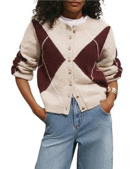 Mint Velvet Mint Velvet Women's Wool Blend Argyle Cardigan