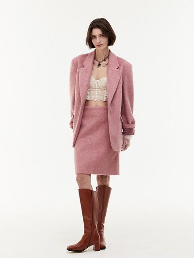 minuta Mohair Midi Skirt_Pink