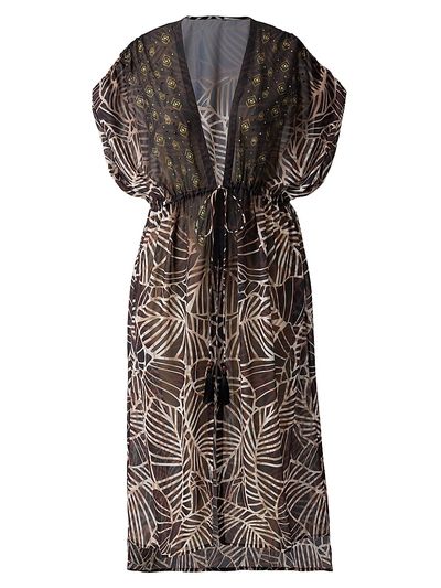 Miraclesuit Swim Women's Lets Be Fronds Leaf-Print Kimono-Style Cover-Up