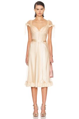 knee length dresses for ladies Plunging Back Cowl Lady Length Dress in Butter XXS (Petite) (Made-To-Order)