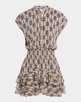 MISA Los Angeles Evie Mosaic Eye Chiffon Mini Dress
