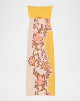 MISA Los Angeles Fletcher Floral Knit Strapless Dress