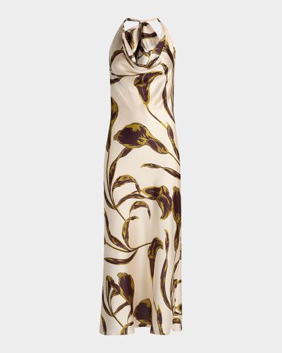 MISA Los Angeles Ida Floral Satin Midi Dress