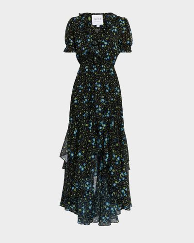 MISA Los Angeles Jodie Morning Glory Lattice High-Low Maxi Dress