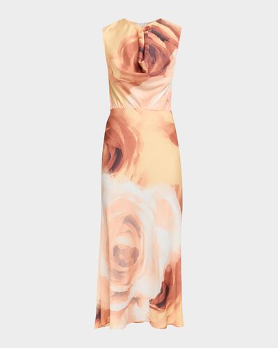 MISA Los Angeles Maha Cowl-Neck Midi Dress