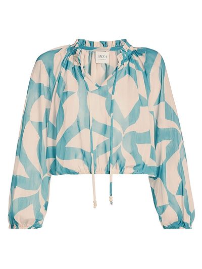 Misa Los Angeles Women's Alene Printed Bubble-Hem Top