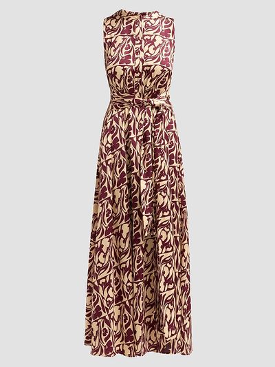 MISA Los Angeles Women's Anabella Tiled Floral Tie-Waist Dress