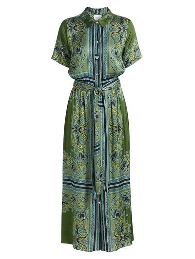 Misa Los Angeles Women's Esmeralda Paisley Satin Midi-Shirtdress