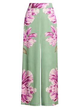 Misa Los Angeles Women's Izzie Floral Satin High-Rise Wide-Leg Pants