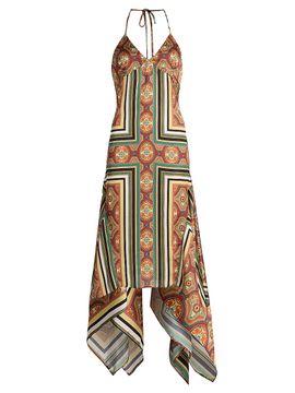 Misa Los Angeles Women's Sheila Printed Satin Handkerchief Midi-Dress