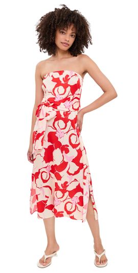 misa los angeles stevie tie-neck tiered floral chiffon midi dress Misa Los Angeles Dresses