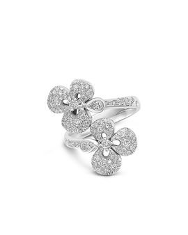 Miseno Jewelry Miseno Jewelry 18K White Gold Ischia Diamond Pave Flower Bypass Ring