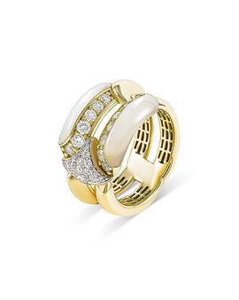 Miseno Jewelry Miseno Jewelry 18K Yellow Gold Arco Mother of Pearl & Diamond Double Row Ring