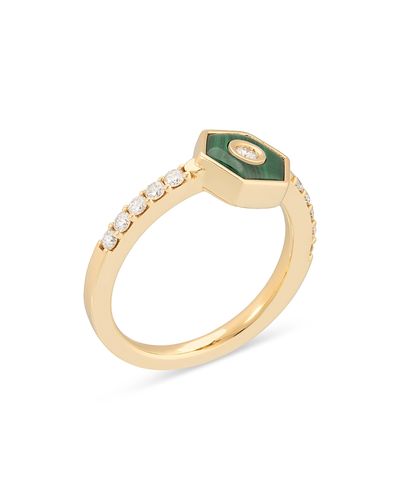 Miseno Jewelry Miseno Jewelry Diamond & Malachite Baia Stackable Ring in 18K Yellow Gold