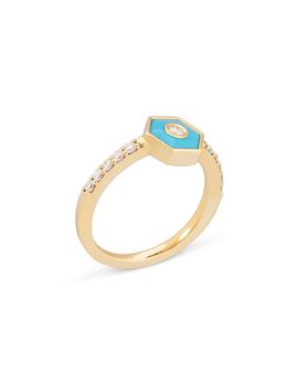 Miseno Jewelry Miseno Jewelry Diamond & Turquoise Baia Stackable Ring in 18K Yellow Gold