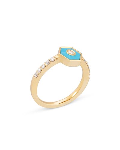 Miseno Jewelry Miseno Jewelry Diamond & Turquoise Baia Stackable Ring in 18K Yellow Gold