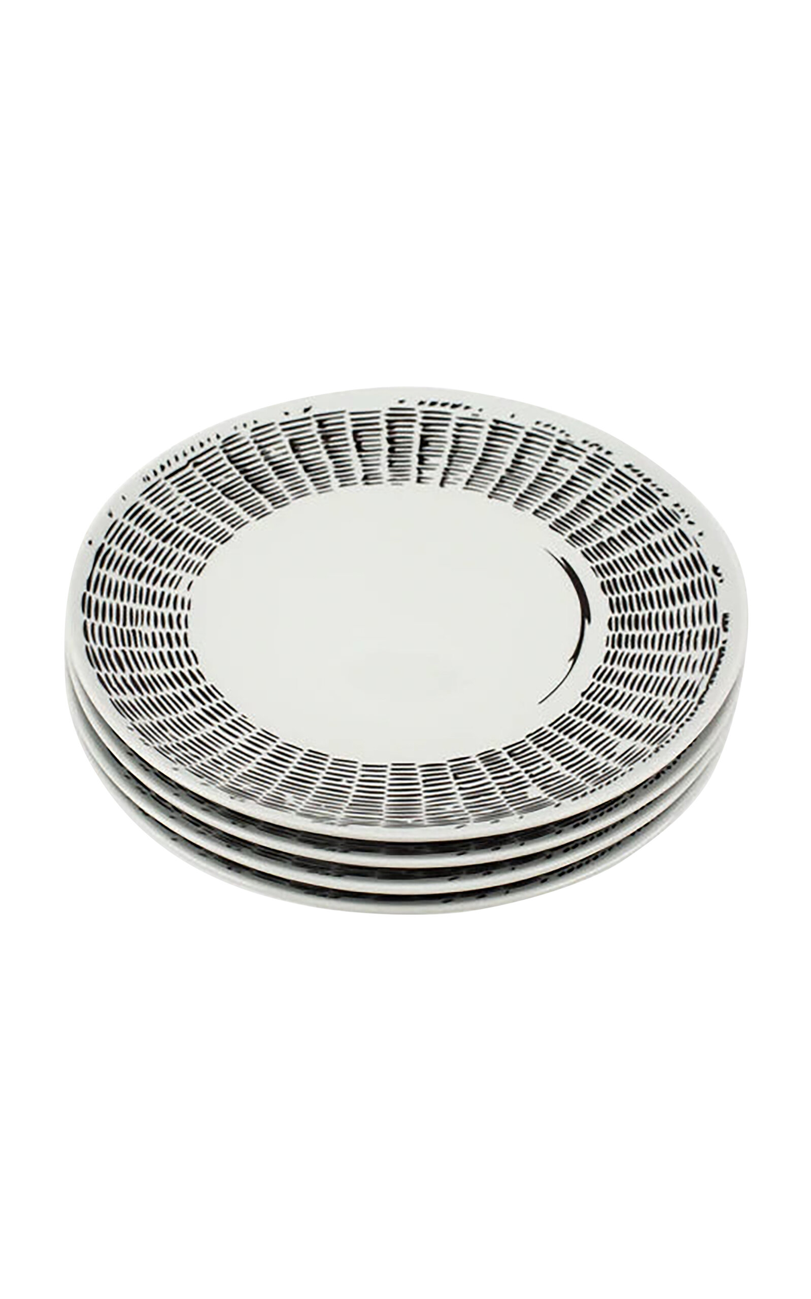 Misette Misette SetofFour Line Drawing Porcelain Dinner Plates Black/white