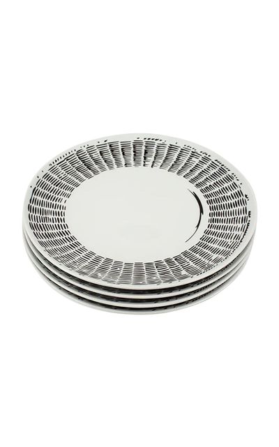 Misette Misette SetofFour Line Drawing Porcelain Dinner Plates Black/white