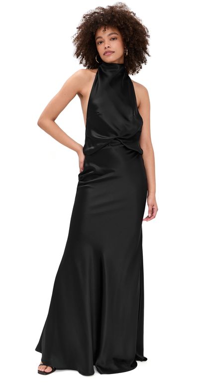MISHA MISHA The Cameron Satin Dress Black