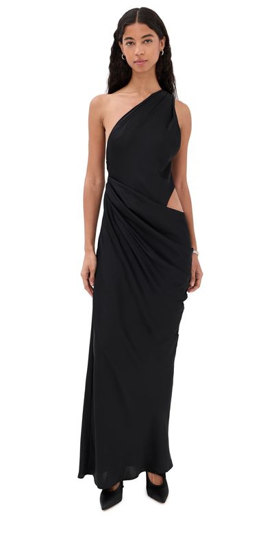 MISHA MISHA The Isadora Satin Dress Black
