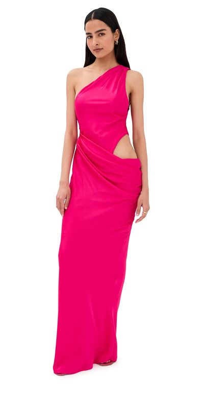 MISHA MISHA The Isadora Satin Dress Bright Rose
