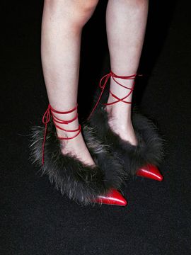 mishuu somuch Lady Fur Wedge-Heel