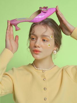 mishuu somuch Mirage Jewelry Mule_Vivid Pink
