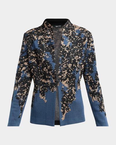 Misook Abstract-Knit Open-Front Jacket
