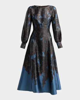 Misook Abstract A-Line Midi Dress