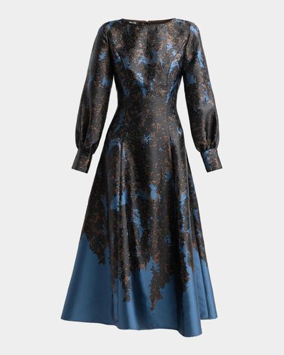 Misook Abstract A-Line Midi Dress