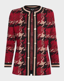 Misook Abstract Houndstooth Collarless Jacket