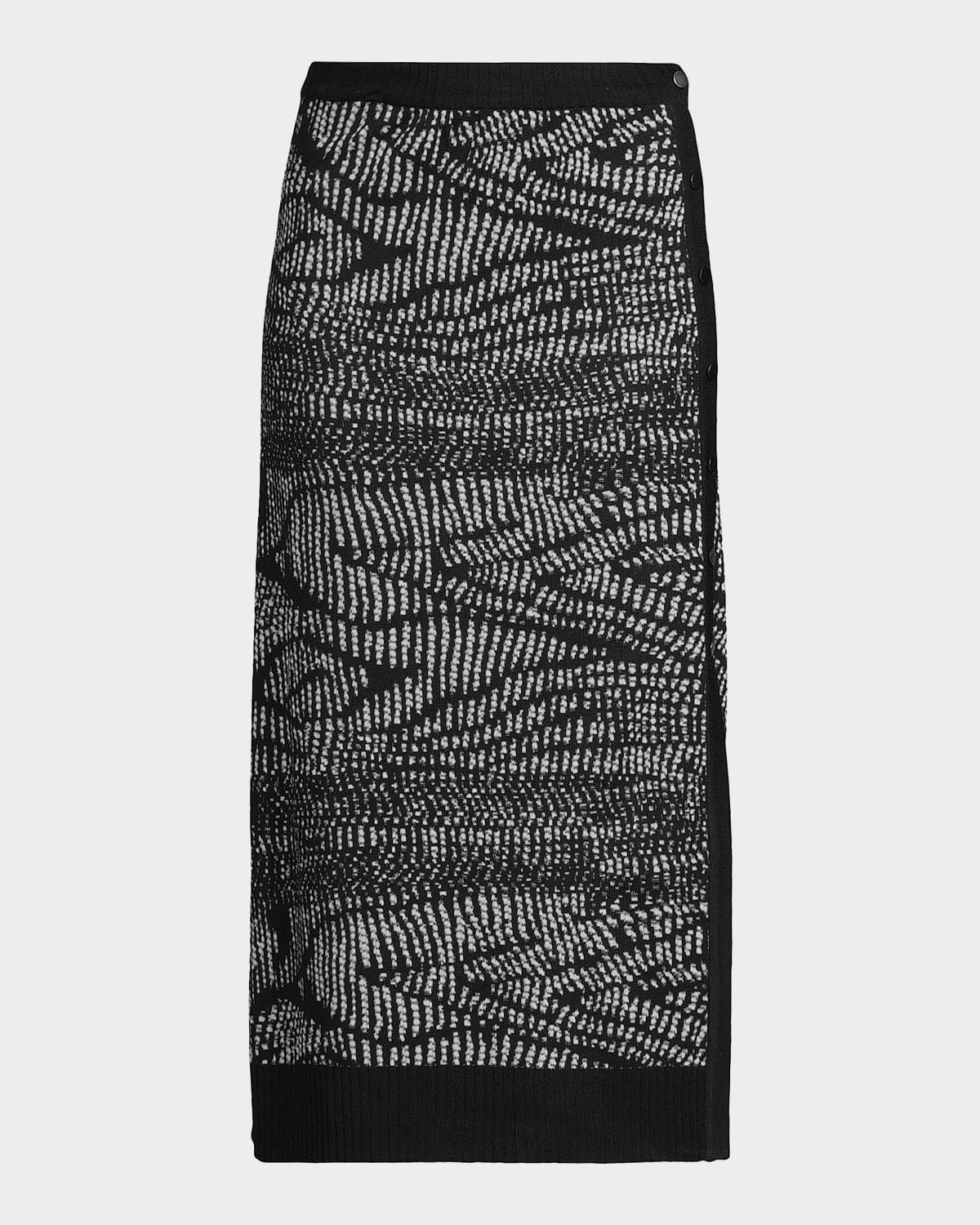 Misook Animal Abstract Jacquard Soft Knit Midi Skirt