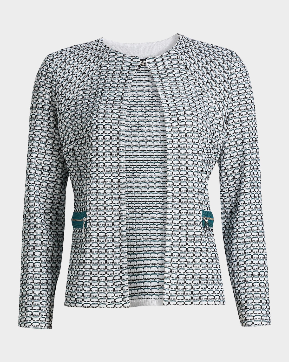 Misook Basketweave Knit Fitted Jacket