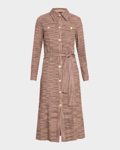 Misook Belted Tweed Knit Midi Shirtdress