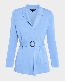 Misook Belted Wrap-Front Knit Jacket