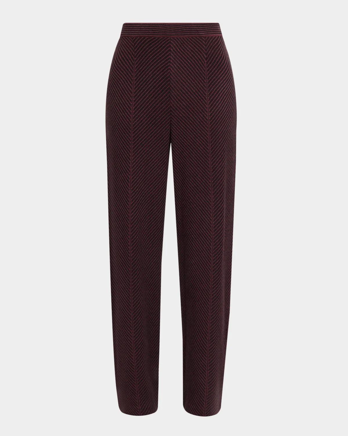 Misook Chevron Knit Paneled Straight-Leg Pants