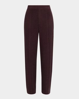 Misook Chevron Knit Paneled Straight-Leg Pants