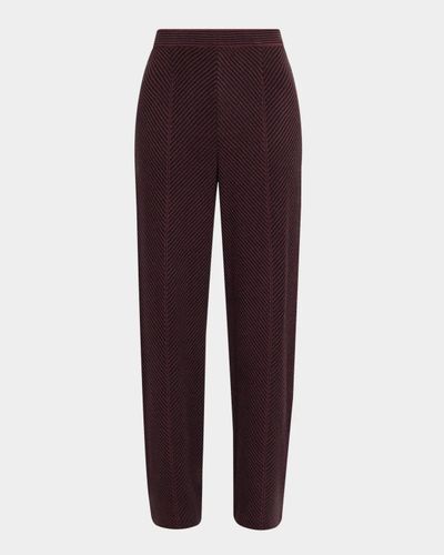 Misook Chevron Knit Paneled Straight-Leg Pants