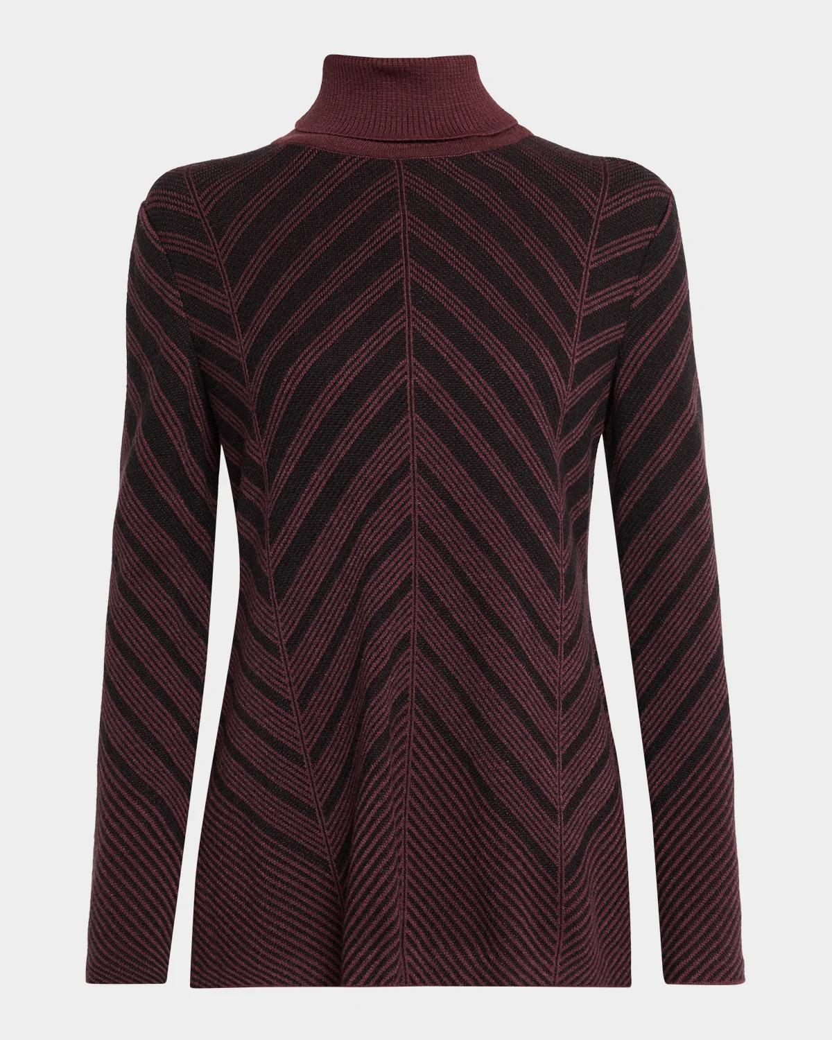 Misook Chevron Turtleneck Knit Tunic Sweater