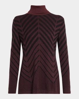 Misook Chevron Turtleneck Knit Tunic Sweater