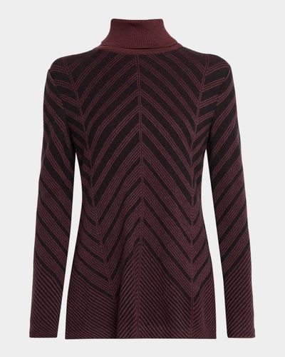 Misook Chevron Turtleneck Knit Tunic Sweater