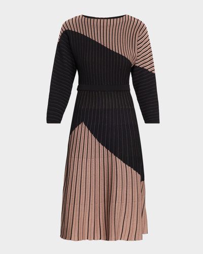 Misook Fit & Flare Dolman-Sleeve Knit Midi Dress