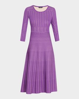 Misook Fit & Flare Multi-Stitch Knit Midi Dress