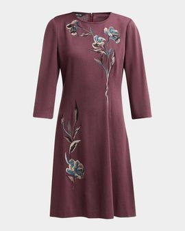 Misook Floral-Embroidered A-Line Minidress