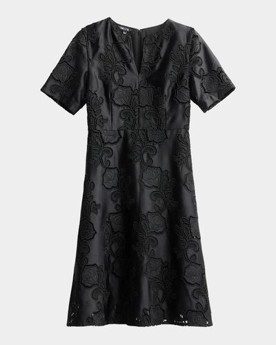 Misook Floral-Embroidered Knee-Length Dress
