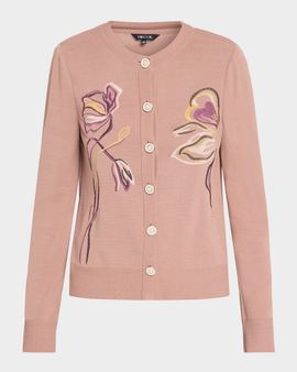 Misook Floral Embroidered Knit Cardigan